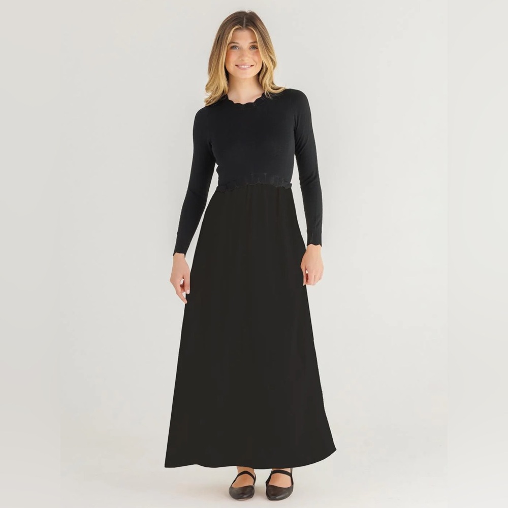 Loup Pointelle Maxi Dress Black